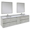 Fresca Formosa 84" Wall Hung Double Sink Modern Bathroom Vanity w/ Mirrors in Ash FVN31-361236ASH
