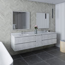 Fresca Formosa 84" Wall Hung Double Sink Modern Bathroom Vanity with Mirrors in Rustic White FVN31-361236RWH