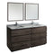 Fresca Formosa 72" Floor Standing Double Sink Modern Bathroom Vanity w/ Mirrors FVN31-3636ACA-FC