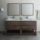 Fresca Formosa 72" Floor Standing Double Sink Modern Bathroom Vanity with Open Bottom and Mirrors FVN31-3636ACA-FS