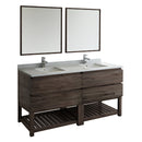 Fresca Formosa 72" Floor Standing Double Sink Modern Bathroom Vanity w/ Open Bottom & Mirrors FVN31-3636ACA-FS