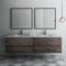 Fresca Formosa 72" Wall Hung Double Sink Modern Bathroom Vanity with Mirrors FVN31-3636ACA