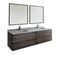 Fresca Formosa 72" Wall Hung Double Sink Modern Bathroom Vanity w/ Mirrors FVN31-3636ACA
