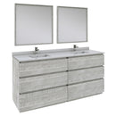 Fresca Formosa 72" Floor Standing Double Sink Modern Bathroom Vanity w/ Mirrors in Ash FVN31-3636ASH-FC