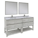 Fresca Formosa 72" Floor Standing Double Sink Modern Bathroom Vanity w/ Open Bottom & Mirrors in Ash FVN31-3636ASH-FS