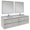 Fresca Formosa 72" Wall Hung Double Sink Modern Bathroom Vanity with Mirrors in Ash FVN31-3636ASH