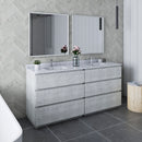 Fresca Formosa 72" Floor Standing Double Sink Modern Bathroom Vanity with Mirrors in Rustic White FVN31-3636RWH-FC