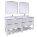 Fresca Formosa 72" Floor Standing Double Sink Modern Bathroom Vanity w/ Open Bottom & Mirrors in Rustic White FVN31-3636RWH-FS