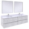 Fresca Formosa 72" Wall Hung Double Sink Modern Bathroom Vanity with Mirrors in Rustic White FVN31-3636RWH