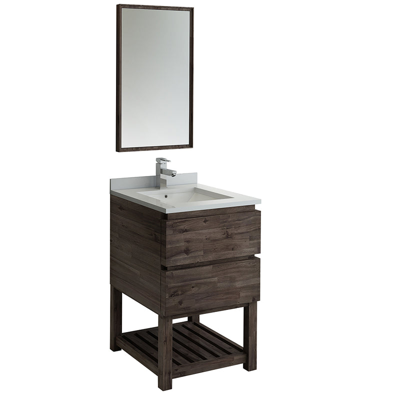 Fresca Formosa 24" Floor Standing Modern Bathroom Vanity w/ Open Bottom & Mirror FVN3124ACA-FS