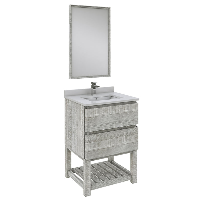 Fresca Formosa 24" Floor Standing Modern Bathroom Vanity with Open Bottom and Mirror in Ash FVN3124ASH-FS