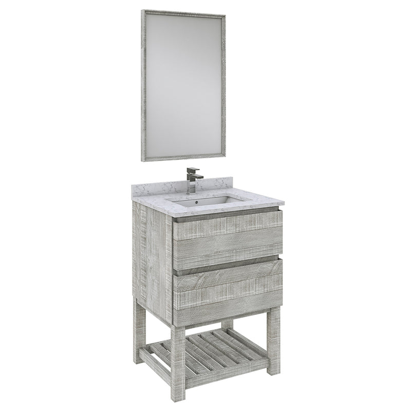 Fresca Formosa 24" Floor Standing Modern Bathroom Vanity w/ Open Bottom & Mirror in Ash FVN3124ASH-FS