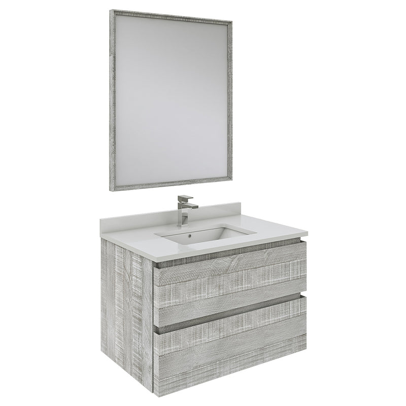 Fresca Formosa 30" Wall Hung Modern Bathroom Vanity with Mirror in Ash FVN3130ASH