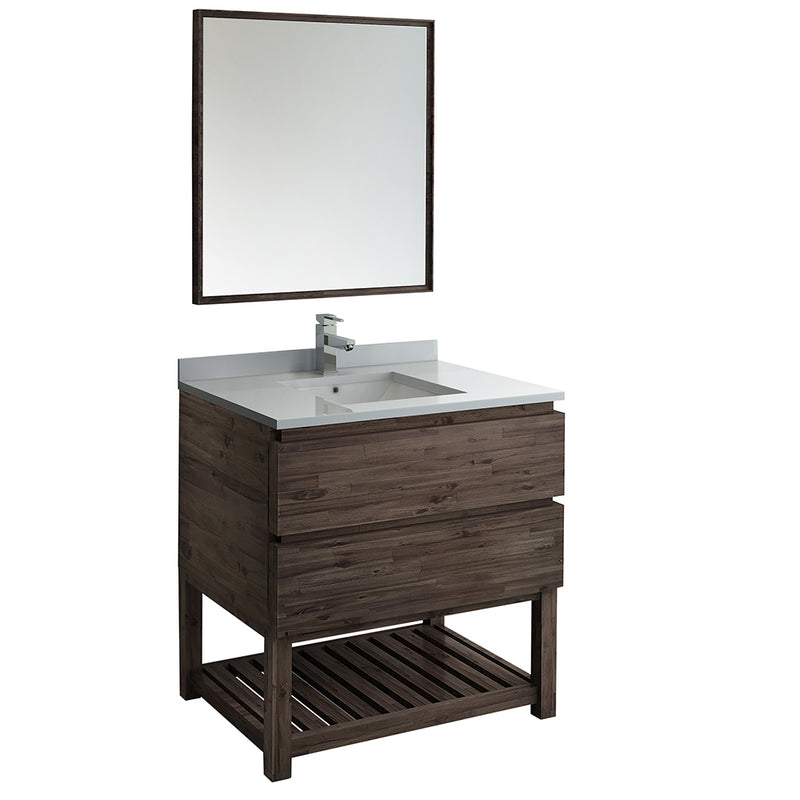 Fresca Formosa 36" Floor Standing Modern Bathroom Vanity w/ Open Bottom & Mirror FVN3136ACA-FS