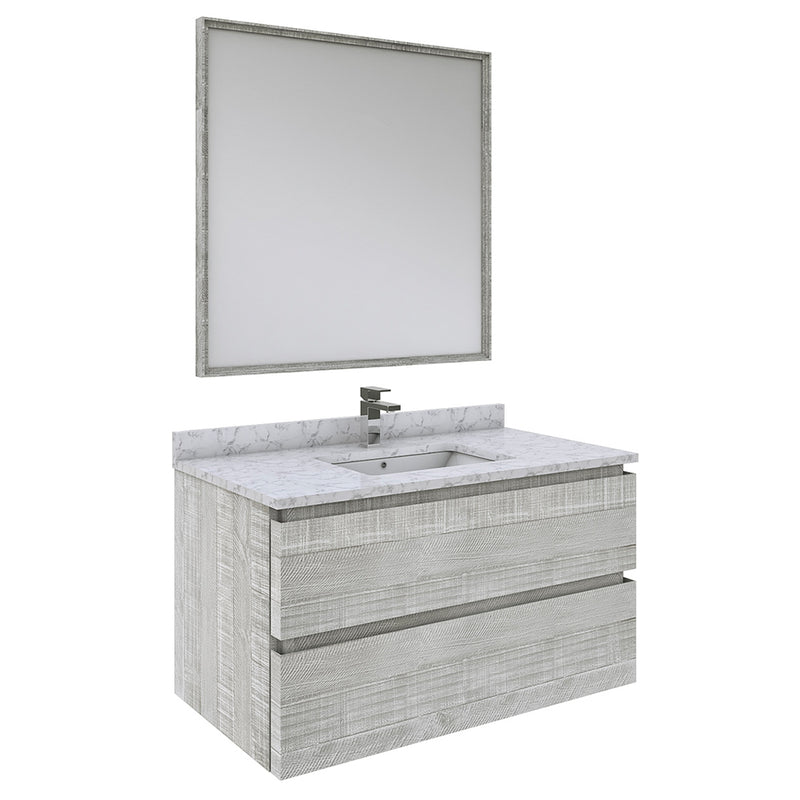 Fresca Formosa 36" Wall Hung Modern Bathroom Vanity with Mirror in Ash FVN3136ASH