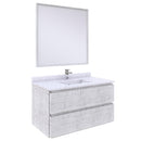 Fresca Formosa 36" Wall Hung Modern Bathroom Vanity with Mirror in Rustic White FVN3136RWH