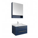 Fresca Lucera 24" Royal Blue Wall Hung Undermount Sink Modern Bathroom Vanity w/ Medicine Cabinet FVN6124RBL-UNS