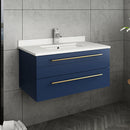 Fresca Lucera 30" Royal Blue Wall Hung Undermount Sink Modern Bathroom Vanity with Medicine Cabinet FVN6130RBL-UNS