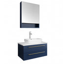 Fresca Lucera 30" Royal Blue Wall Hung Vessel Sink Modern Bathroom Vanity w/ Medicine Cabinet FVN6130RBL-VSL