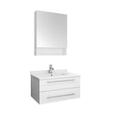 Fresca Lucera 30" White Wall Hung Undermount Sink Modern Bathroom Vanity w/ Medicine Cabinet FVN6130WH-UNS