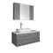 Fresca Lucera 36" Gray Wall Hung Vessel Sink Modern Bathroom Vanity w/ Medicine Cabinet - Left Version FVN6136GR-VSL-L