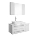 Fresca Lucera 36" White Wall Hung Vessel Sink Modern Bathroom Vanity w/ Medicine Cabinet - Left Version FVN6136WH-VSL-L