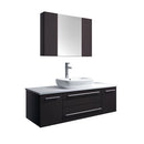 Fresca Lucera 48" Espresso Wall Hung Vessel Sink Modern Bathroom Vanity w/ Medicine Cabinet FVN6148ES-VSL