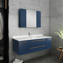 Fresca Lucera 48" Royal Blue Wall Hung Undermount Sink Modern Bathroom Vanity with Medicine Cabinet FVN6148RBL-UNS