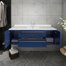 Fresca Lucera 48" Royal Blue Wall Hung Undermount Sink Modern Bathroom Vanity with Medicine Cabinet FVN6148RBL-UNS