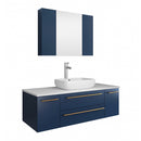 Fresca Lucera 48" Royal Blue Wall Hung Vessel Sink Modern Bathroom Vanity w/ Medicine Cabinet FVN6148RBL-VSL