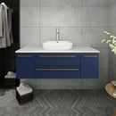 Fresca Lucera 48" Royal Blue Wall Hung Vessel Sink Modern Bathroom Vanity with Medicine Cabinet FVN6148RBL-VSL