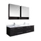 Fresca Lucera 60" Espresso Wall Hung Double Undermount Sink Modern Bathroom Vanity w/ Medicine Cabinets FVN6160ES-UNS-D