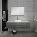 Fresca Lucera 60" Gray Wall Hung Single Vessel Sink Modern Bathroom Vanity with Medicine Cabinet FVN6160GR-VSL