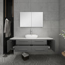 Fresca Lucera 60" Gray Wall Hung Single Vessel Sink Modern Bathroom Vanity with Medicine Cabinet FVN6160GR-VSL