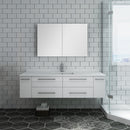 Fresca Lucera 60" White Wall Hung Single Undermount Sink Modern Bathroom Vanity with Medicine Cabinet FVN6160WH-UNS