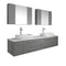 Fresca Lucera 72" Gray Wall Hung Double Vessel Sink Modern Bathroom Vanity w/ Medicine Cabinets FVN6172GR-VSL-D