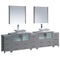 Fresca Torino 108" Gray Modern Double Sink Bathroom Vanity w/ 3 Side Cabinets & Vessel Sinks FVN62-108GR-VSL