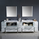 Fresca Torino 108" White Modern Double Sink Bathroom Vanity with 3 Side Cabinets and Integrated Sinks FVN62-108WH-UNS