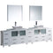 Fresca Torino 108" White Modern Double Sink Bathroom Vanity w/ 3 Side Cabinets & Vessel Sinks FVN62-108WH-VSL