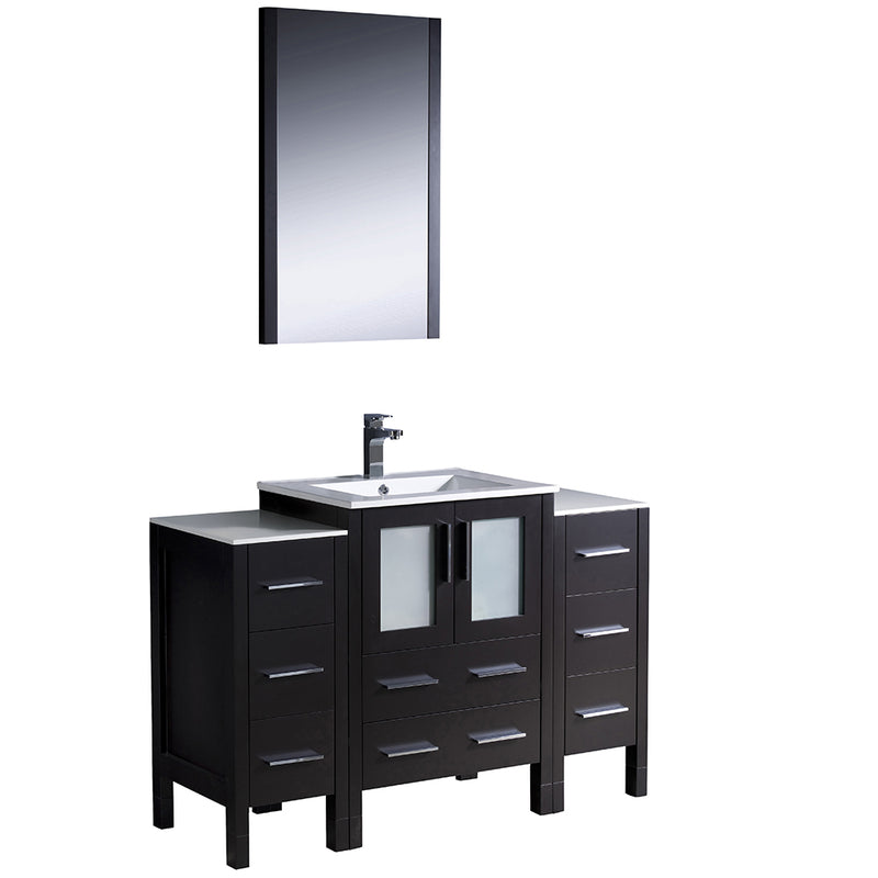 Fresca Torino 48" Espresso Modern Bathroom Vanity w/ 2 Side Cabinets & Integrated Sink FVN62-122412ES-UNS