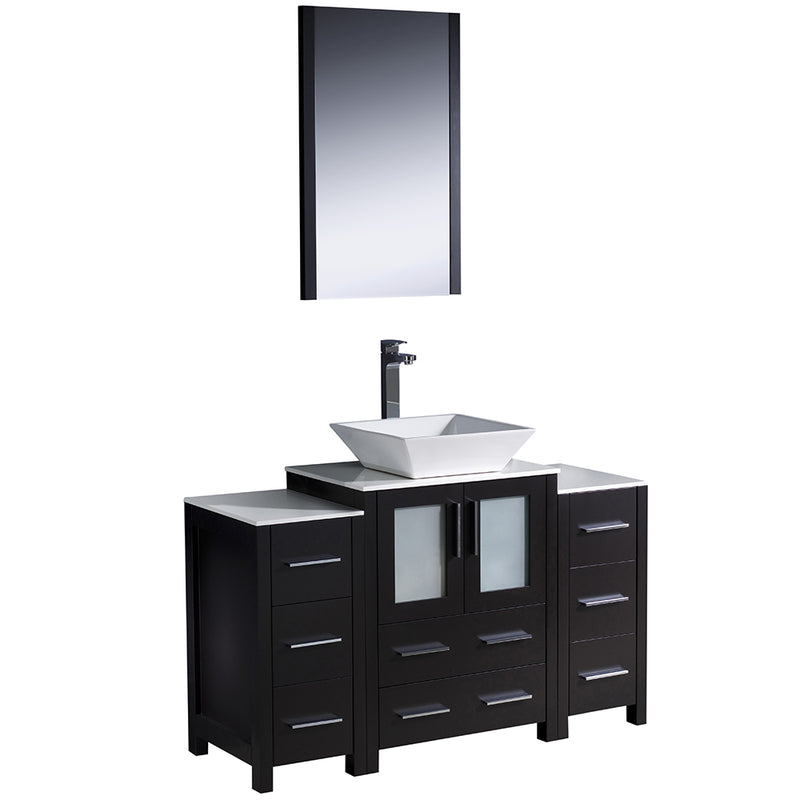 Fresca Torino 48" Espresso Modern Bathroom Vanity w/ 2 Side Cabinets & Vessel Sink FVN62-122412ES-VSL