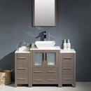 Fresca Torino 48" Gray Oak Modern Bathroom Vanity with 2 Side Cabinets and Vessel Sink FVN62-122412GO-VSL