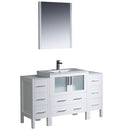 Fresca Torino 54" White Modern Bathroom Vanity w/ 2 Side Cabinets & Integrated Sink FVN62-123012WH-UNS