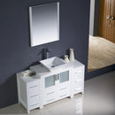 Fresca Torino 54" White Modern Bathroom Vanity with 2 Side Cabinets and Vessel Sink FVN62-123012WH-VSL