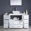 Fresca Torino 54" White Modern Bathroom Vanity with 2 Side Cabinets and Vessel Sink FVN62-123012WH-VSL