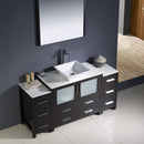 Fresca Torino 60" Espresso Modern Bathroom Vanity with 2 Side Cabinets and Vessel Sink FVN62-123612ES-VSL