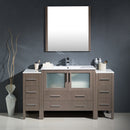 Fresca Torino 60" Gray Oak Modern Bathroom Vanity with 2 Side Cabinets and Integrated Sink FVN62-123612GO-UNS