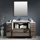 Fresca Torino 60" Gray Oak Modern Bathroom Vanity with 2 Side Cabinets and Integrated Sink FVN62-123612GO-UNS