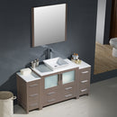 Fresca Torino 60" Gray Oak Modern Bathroom Vanity with 2 Side Cabinets and Vessel Sink FVN62-123612GO-VSL