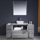 Fresca Torino 60" Gray Modern Bathroom Vanity with 2 Side Cabinets and Vessel Sink FVN62-123612GR-VSL